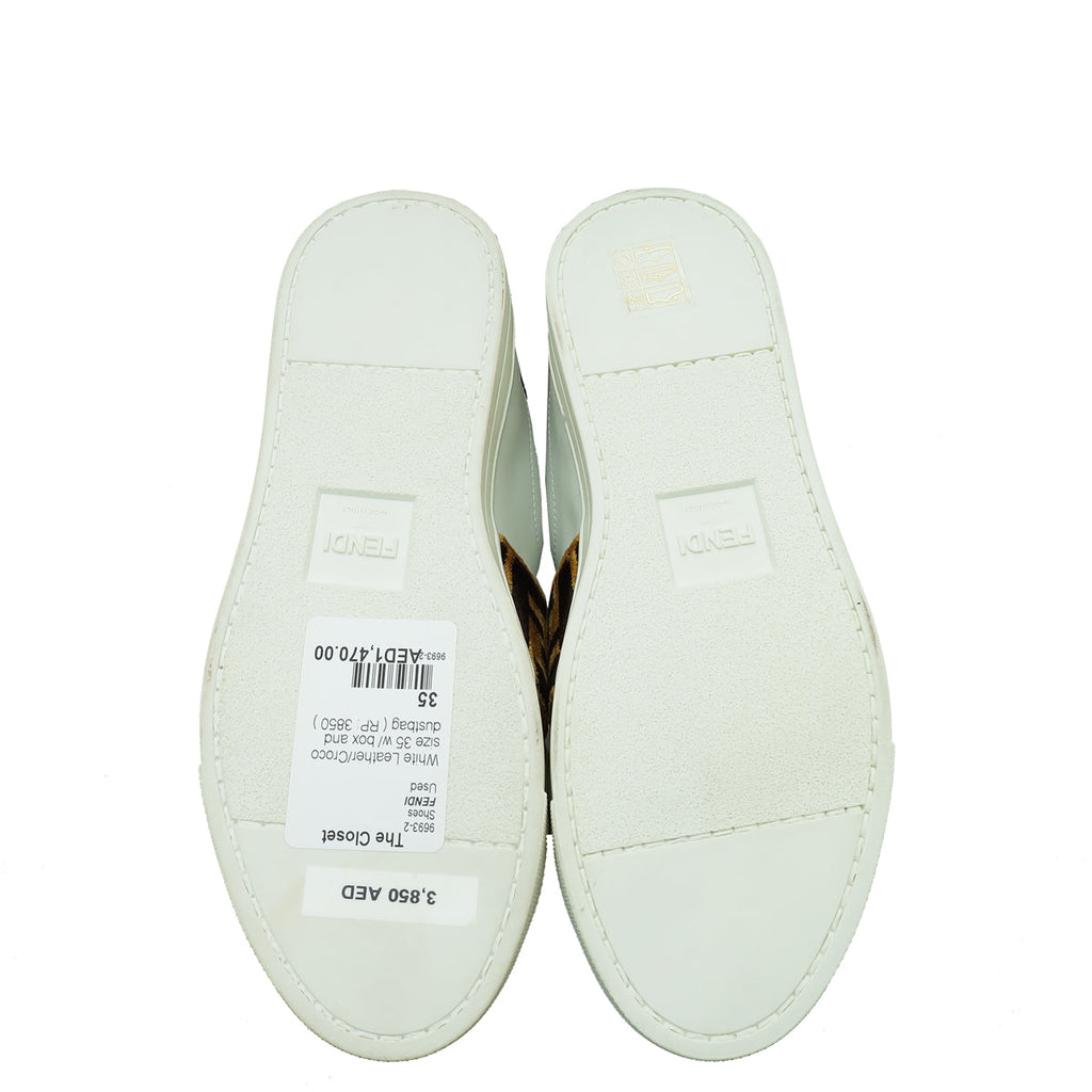 Fendi Tricolor Velvet Logo Strap Buckle Slip On Sneakers 35