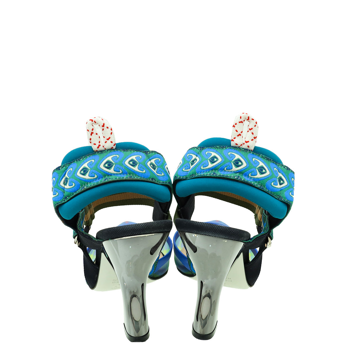 Fendi Blue Multicolor Colibri Mesh Slingback Pump 36