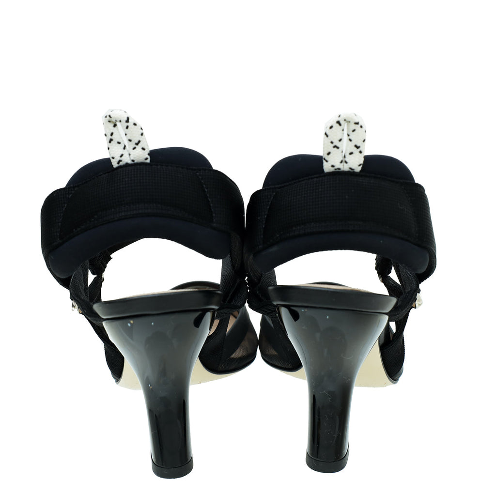 Fendi Black Colibri Mesh Slingback Pump 37.5