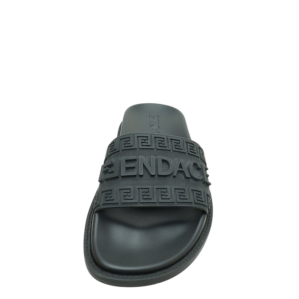 Fendi Black x Versace Rubber Flat Slides 37