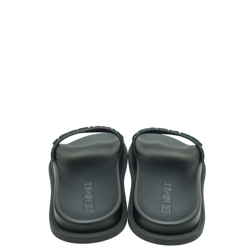 Fendi Black x Versace Rubber Flat Slides 37