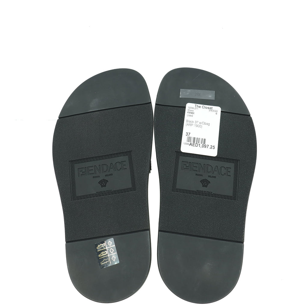 Fendi Black x Versace Rubber Flat Slides 37
