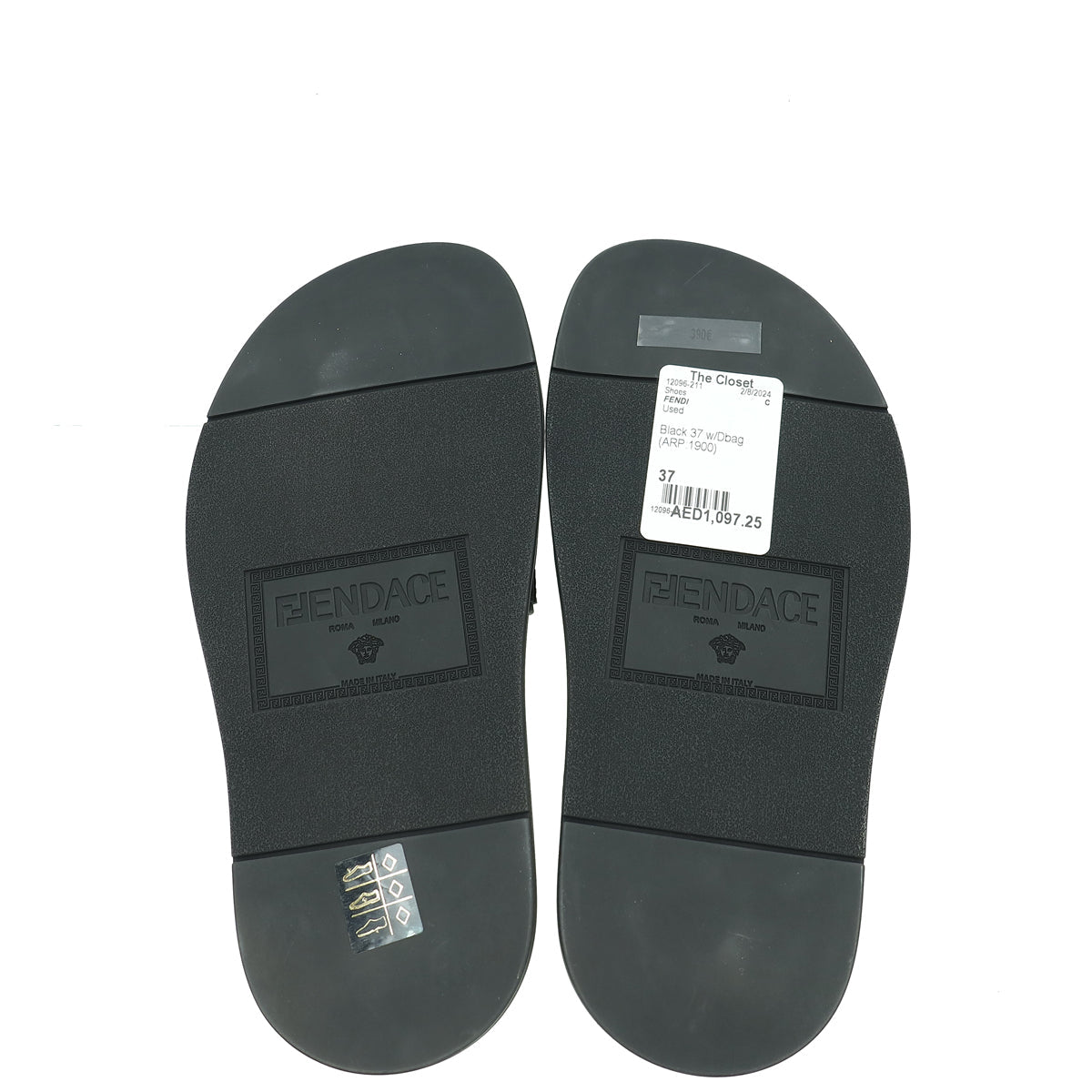 Fendi Black x Versace Rubber Flat Slides 37