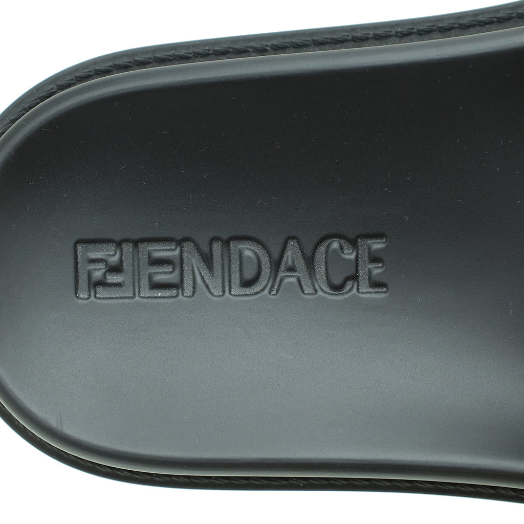 Fendi Black x Versace Rubber Flat Slides 37