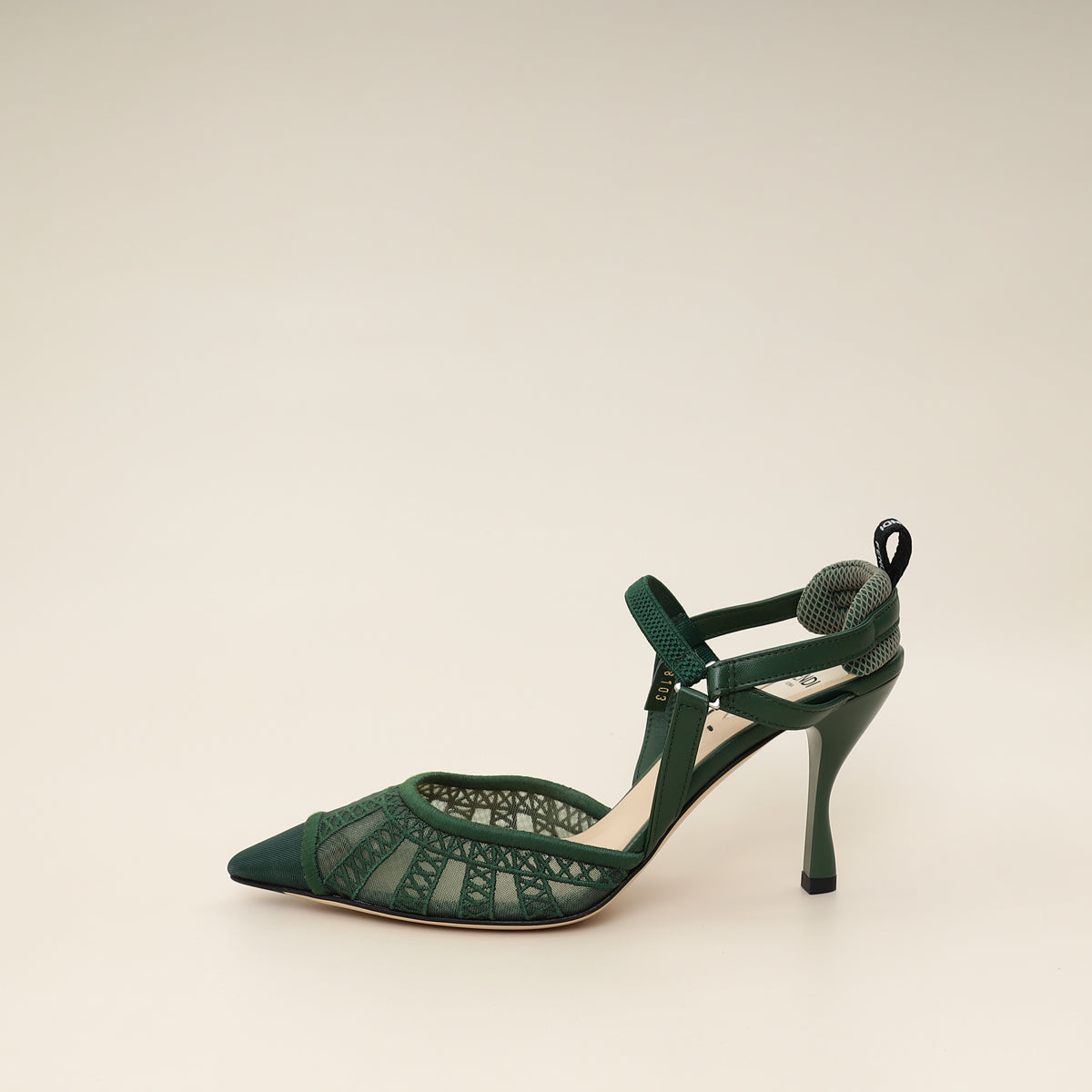 Fendi Green FF Mesh Colibri Slingback Pump 37