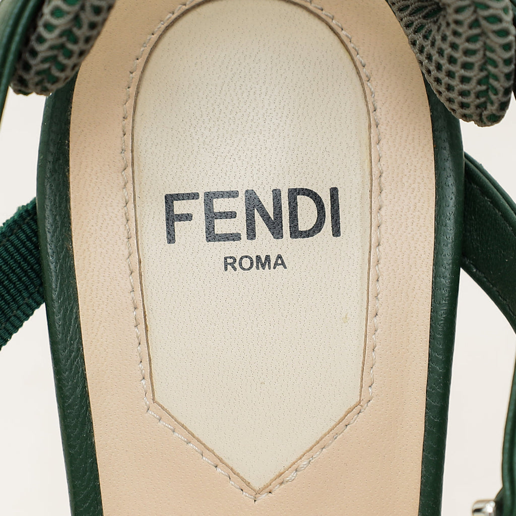 Fendi Green FF Mesh Colibri Slingback Pump 37