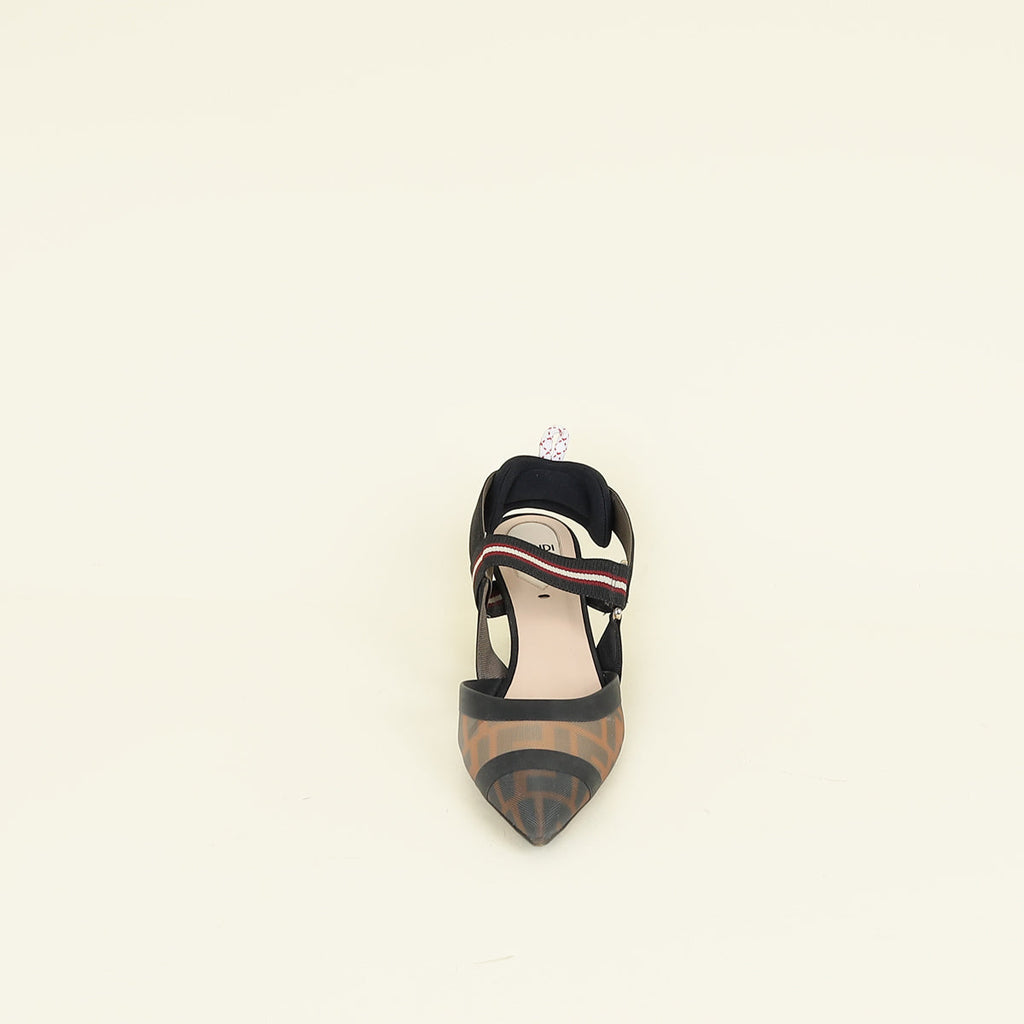 Fendi Bicolor FF Mesh Colibri Slingback Pump 37