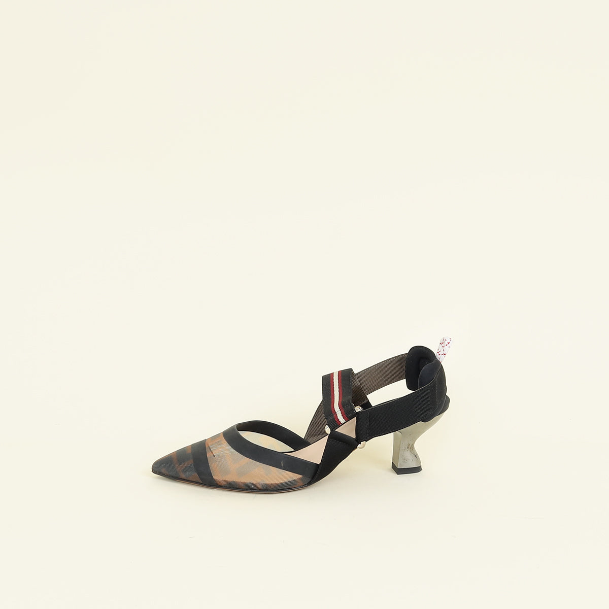 Fendi Bicolor FF Mesh Colibri Slingback Pump 37