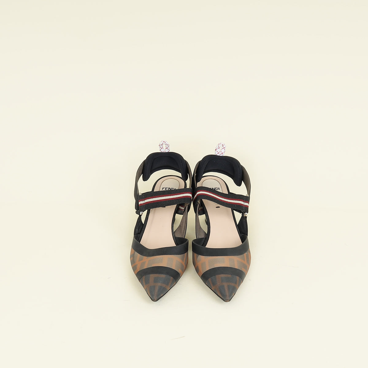 Fendi Bicolor FF Mesh Colibri Slingback Pump 37
