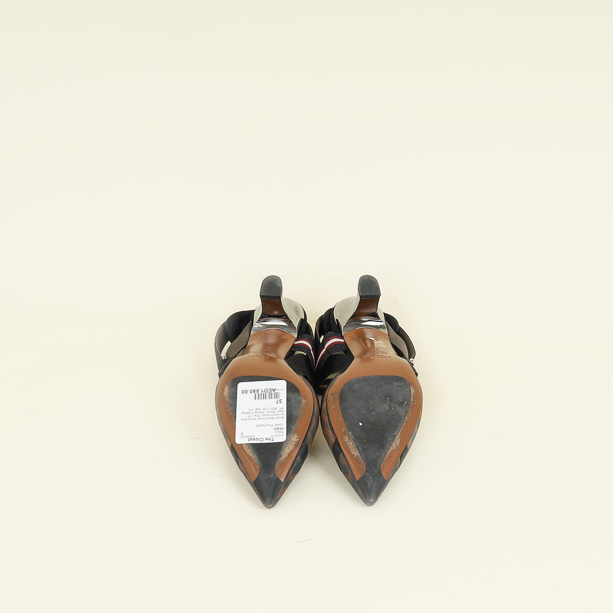 Fendi Bicolor FF Mesh Colibri Slingback Pump 37