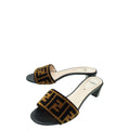Fendi Brown FF Velvet Slide Mules 37