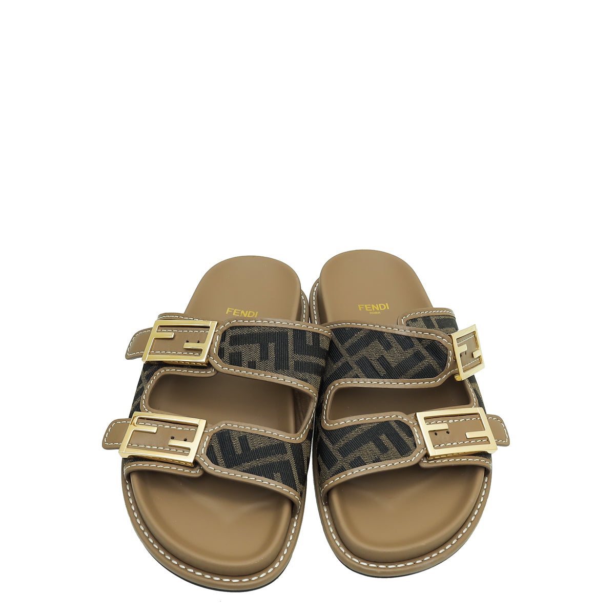 Fendi Tobacco Zucca FF Buckle Slide Sandal 38.5