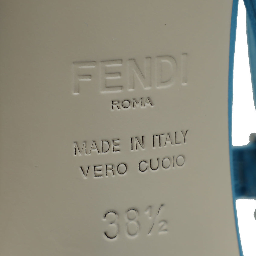 Fendi Light Blue Satin Colibri Lite Tulle and High-Heeled Slingback 38.5
