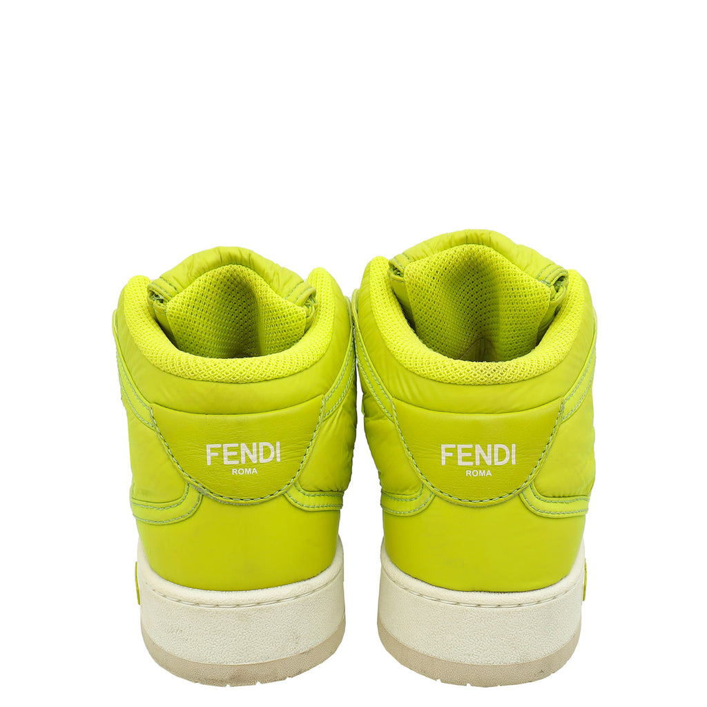 Fendi Kiwi FF Nylon Match High Top Sneakers 38
