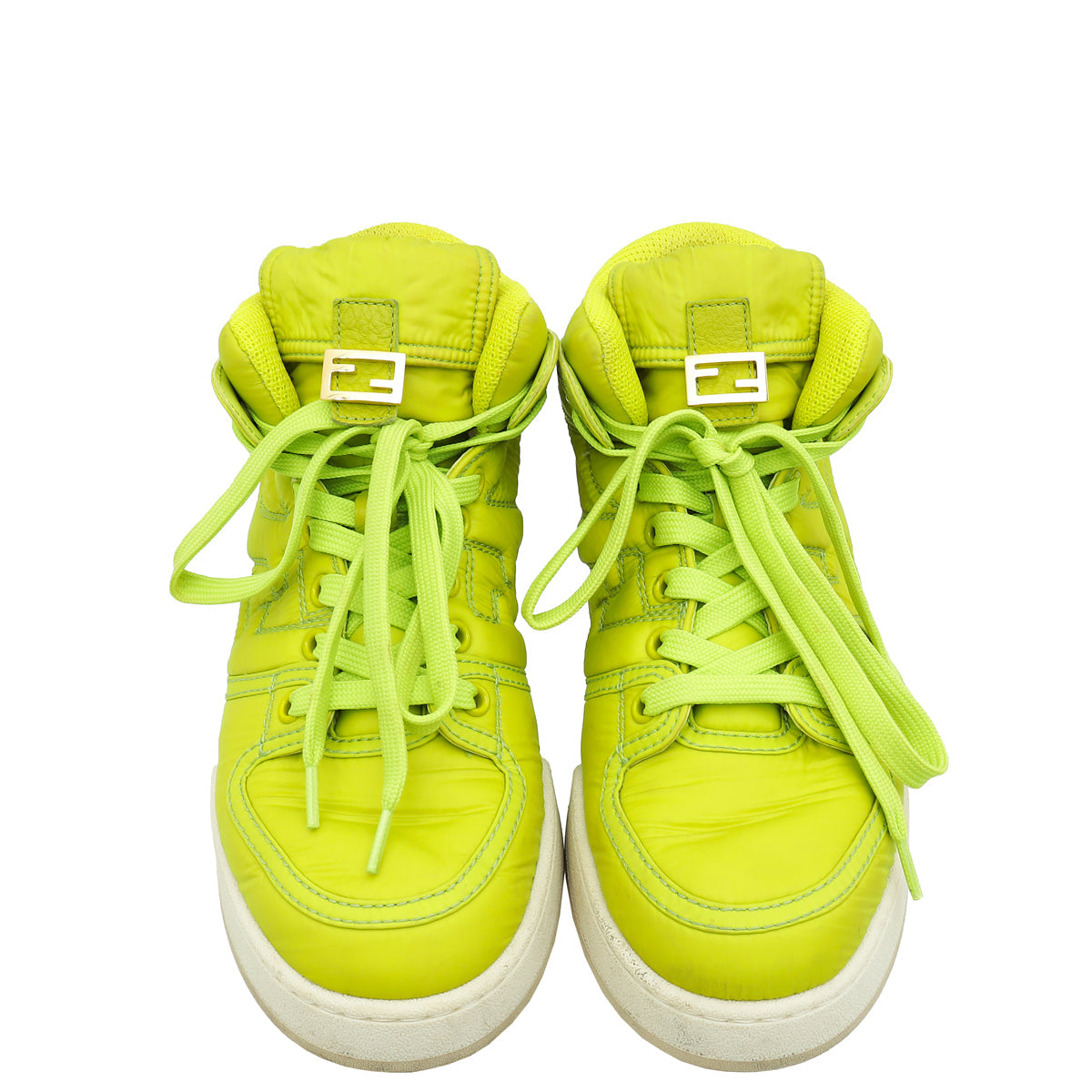 Fendi Kiwi FF Nylon Match High Top Sneakers 38
