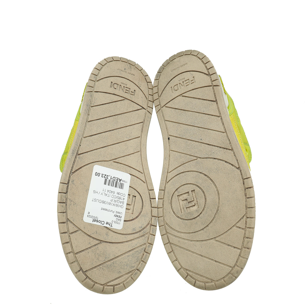 Fendi Kiwi FF Nylon Match High Top Sneakers 38