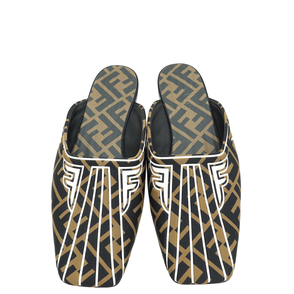 Fendi Bicolor FF Print Freedom Mules 38