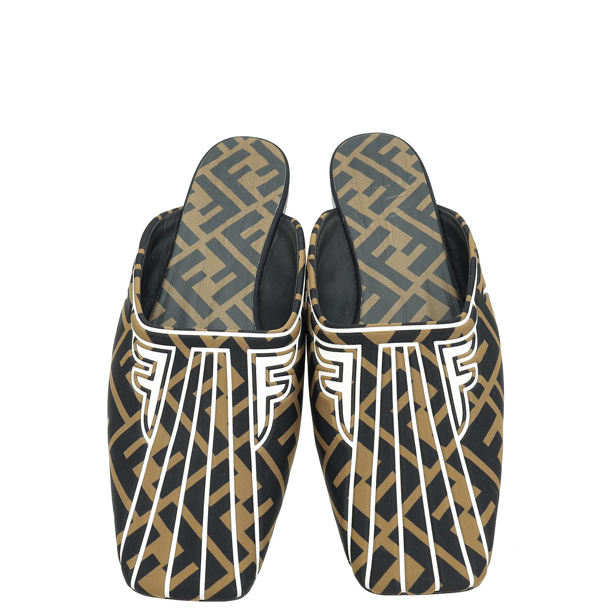 Fendi Bicolor FF Print Freedom Mules 38