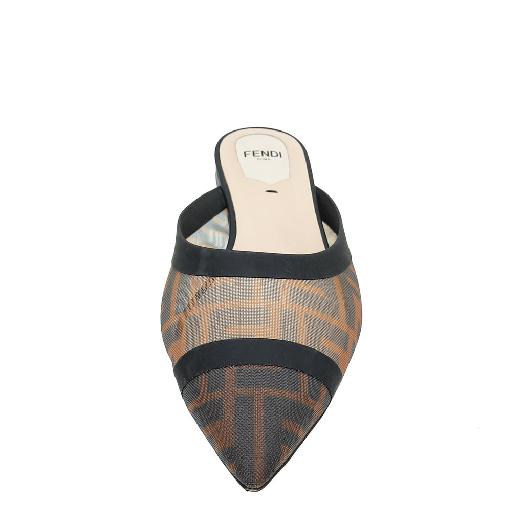 Fendi Bicolor Colibri FF Mesh Sabot Flat Mules 38