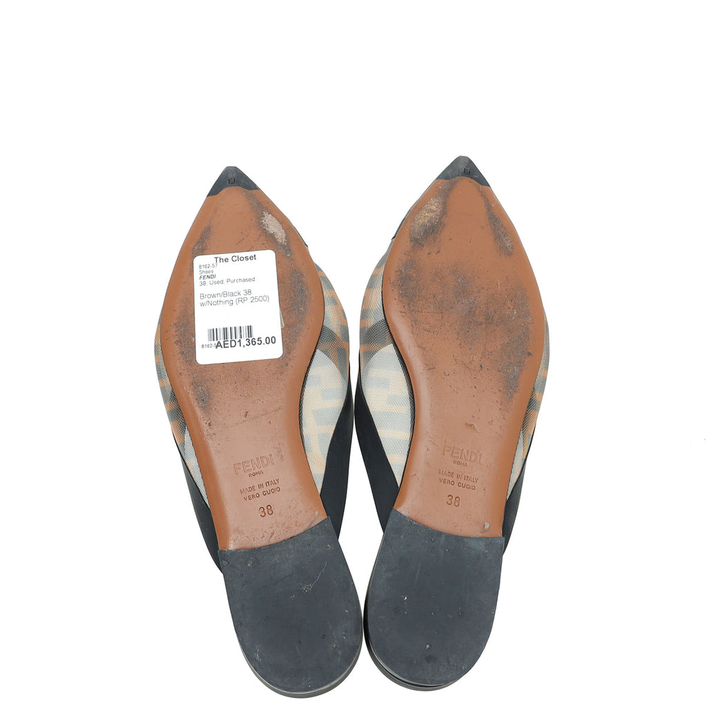 Fendi Bicolor Colibri FF Mesh Sabot Flat Mules 38