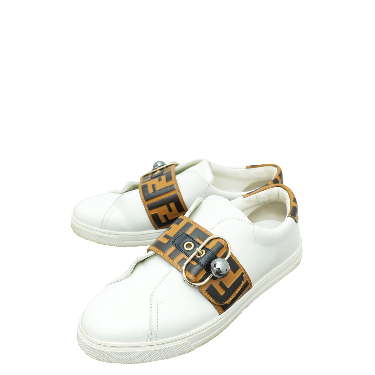 Fendi Bicolor Zucca Buckle Slip On Sneaker 39