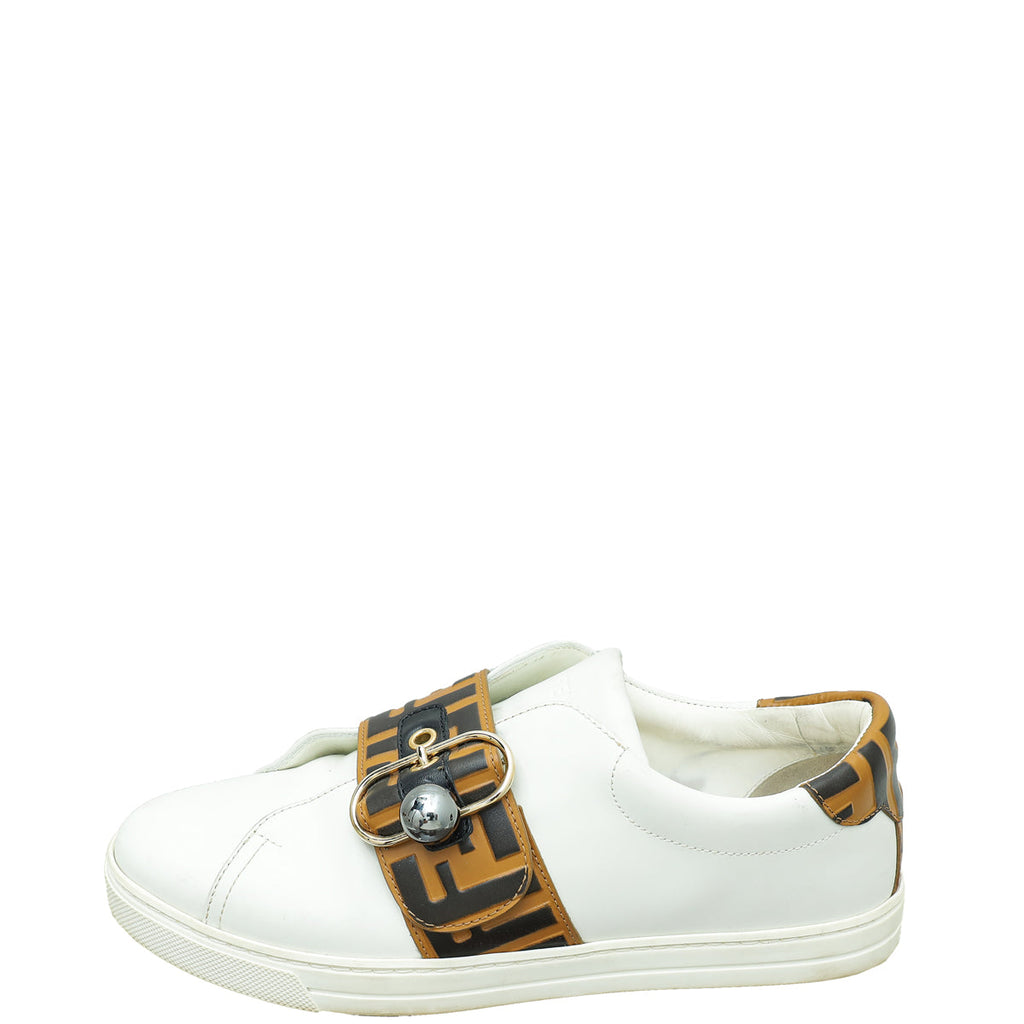 Fendi Bicolor Zucca Buckle Slip On Sneaker 39