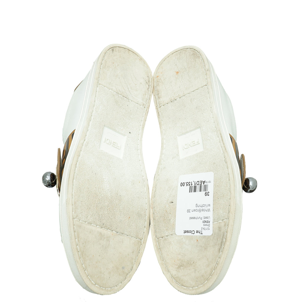 Fendi Bicolor Zucca Buckle Slip On Sneaker 39