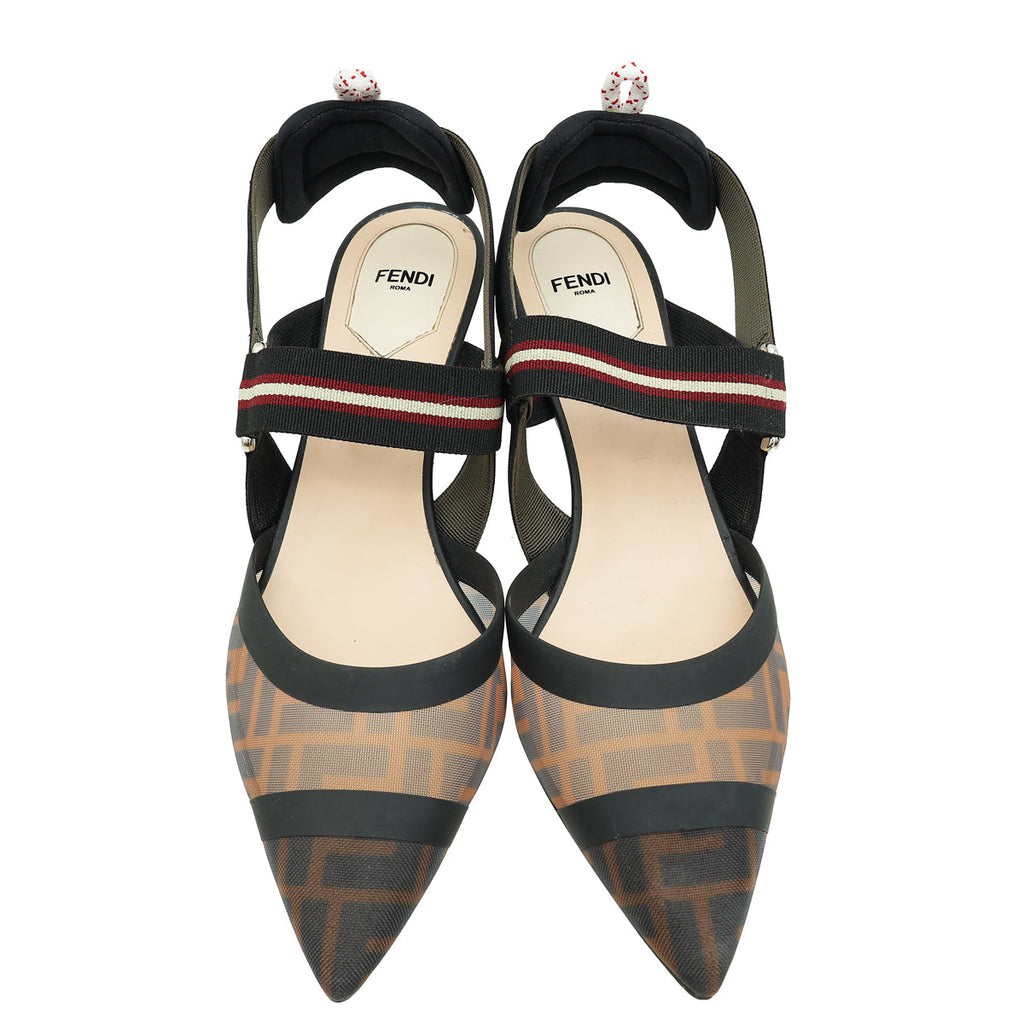 Fendi Bicolor Colibri Mesh Slingback Pump 41