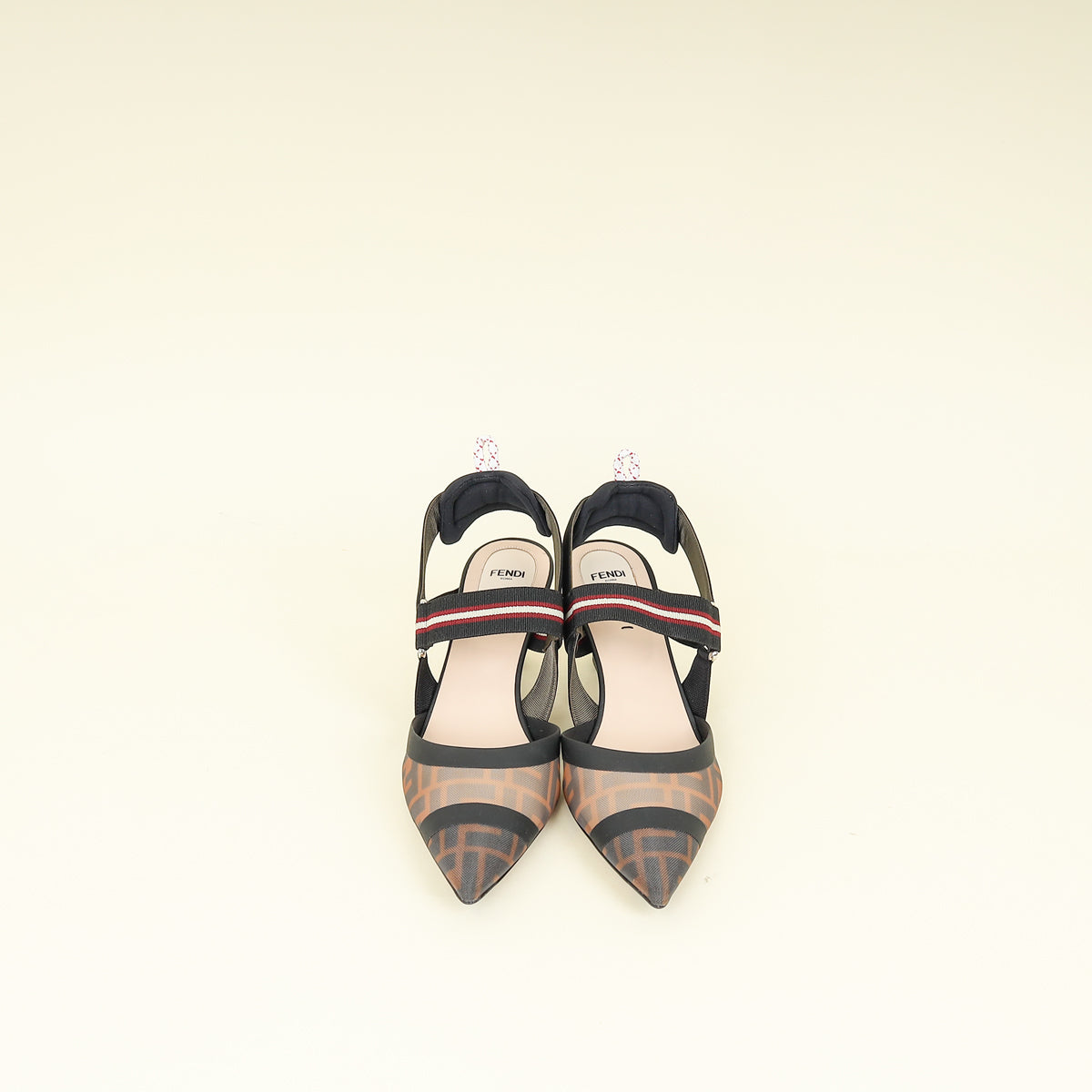 Fendi Bicolor Colibri Mesh Slingback Pumps 41