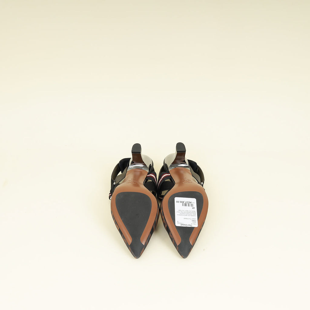 Fendi Bicolor Colibri Mesh Slingback Pumps 41