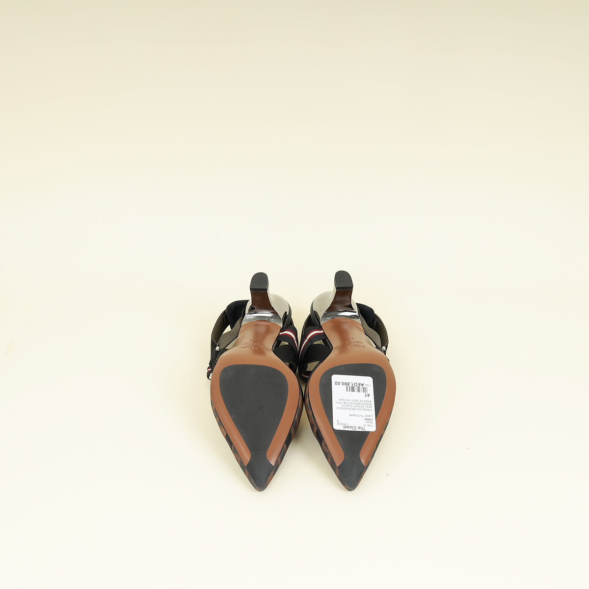 Fendi Bicolor Colibri Mesh Slingback Pumps 41