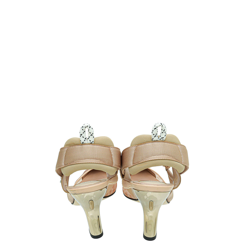 Fendi Bicolor Colibri Mesh Slingback Pumps 38