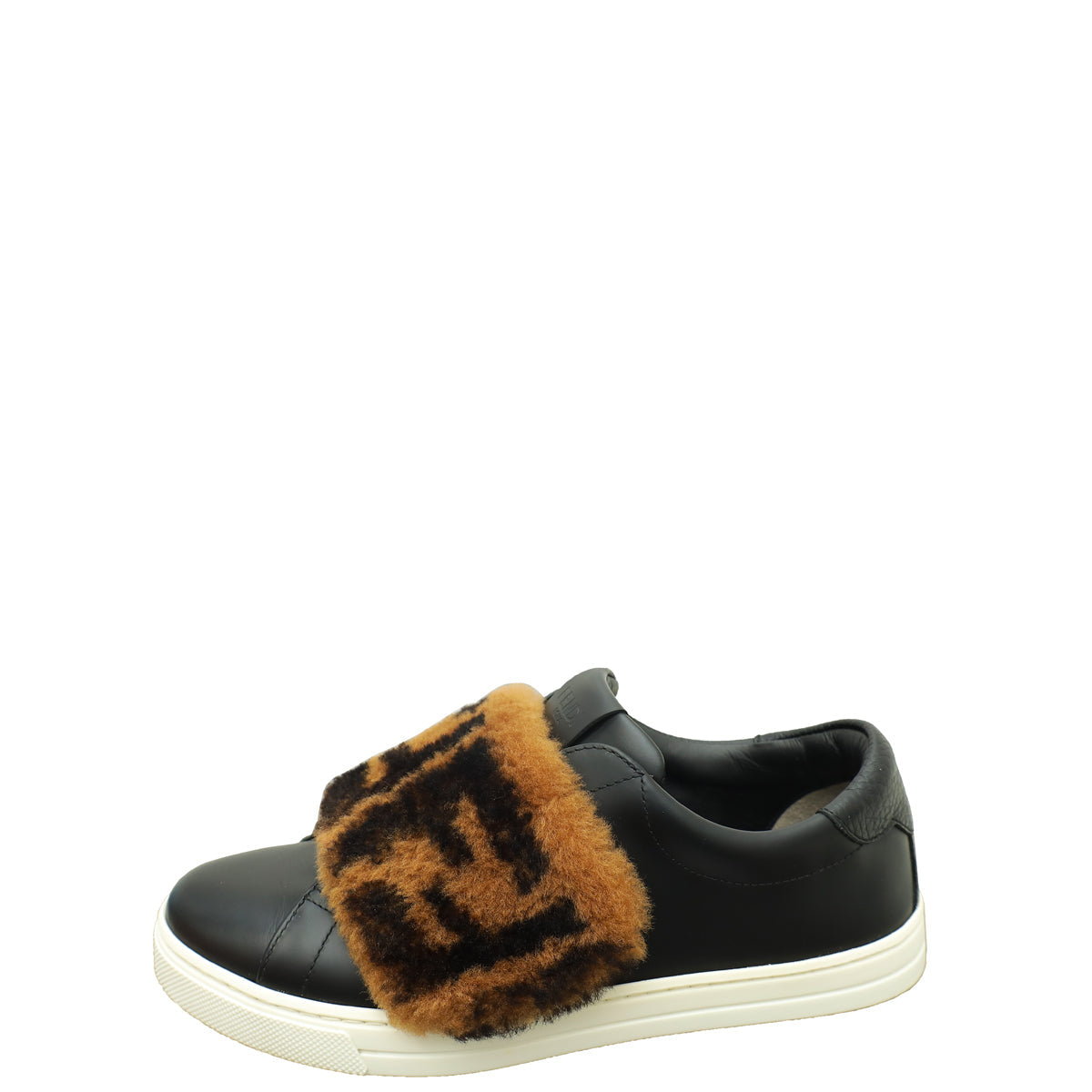 Fendi Bicolor Zucca Calf & Shearling Slip On Sneakers 36