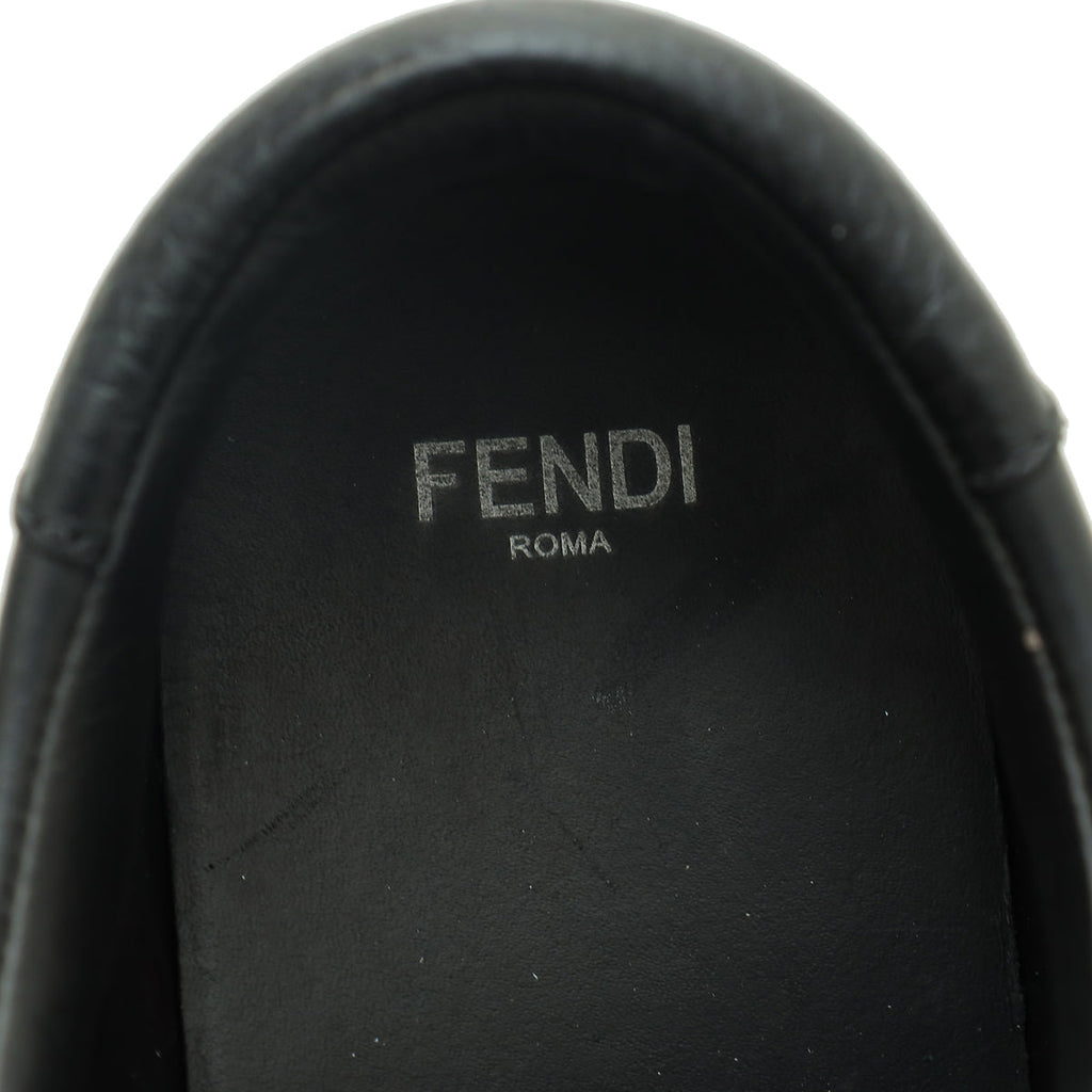 Fendi Bicolor Zucca Calf & Shearling Slip On Sneakers 36