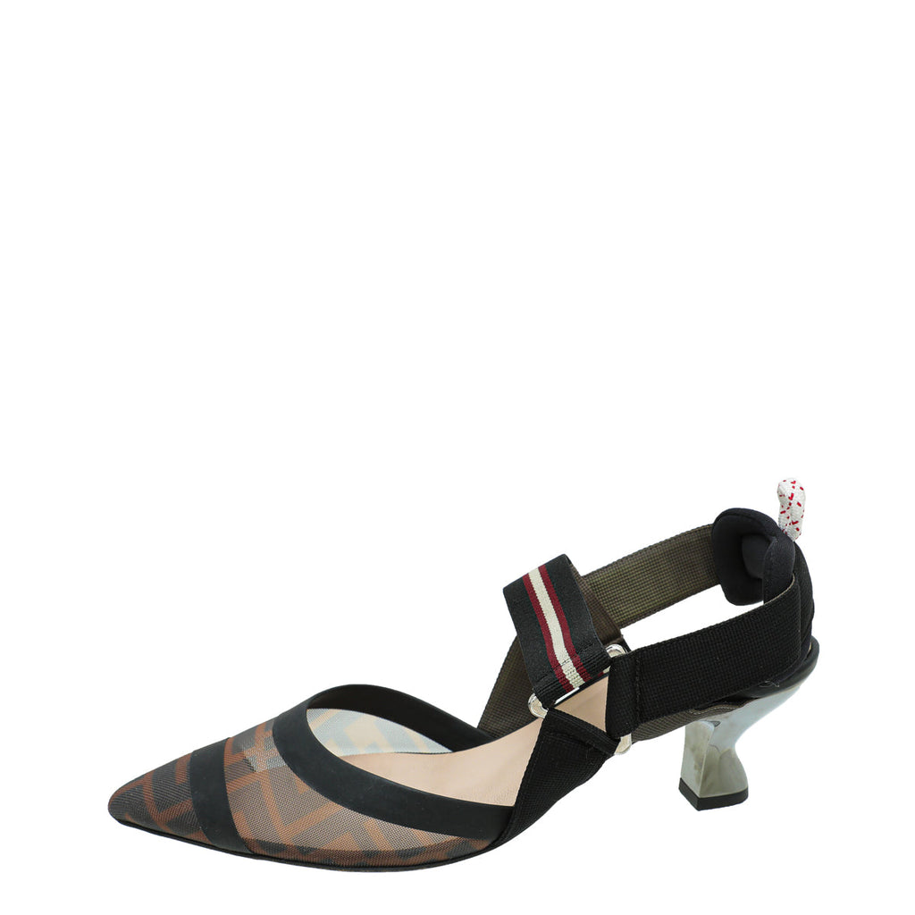 Fendi Colibri Mesh Slingback Pump 36