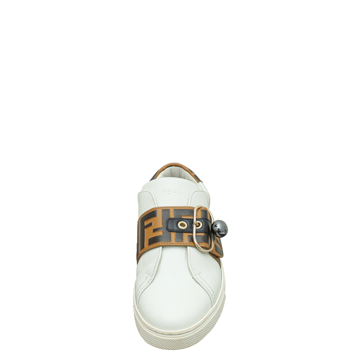 Fendi Bicolor Zucca Buckle Slip On Sneakers 36