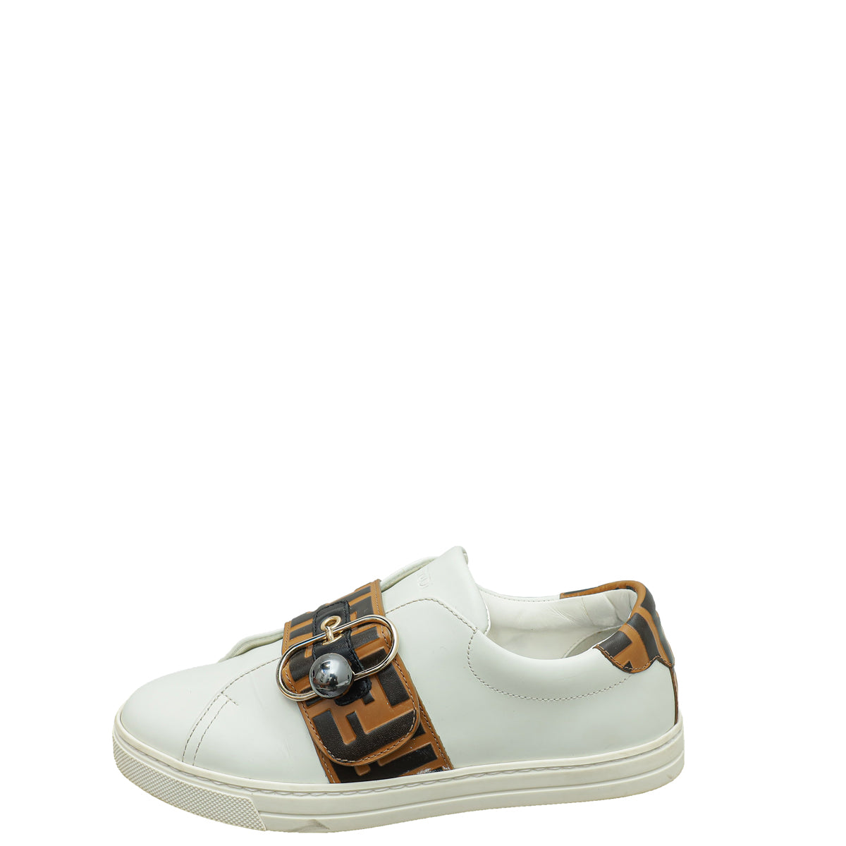 Fendi Bicolor Zucca Buckle Slip On Sneakers 36