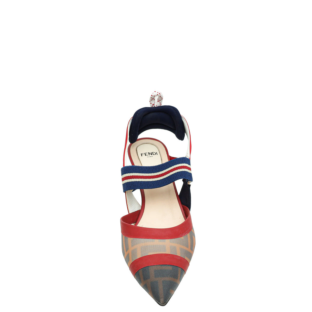 Fendi Bicolor Colibri Mesh Slingback Pump 37.5