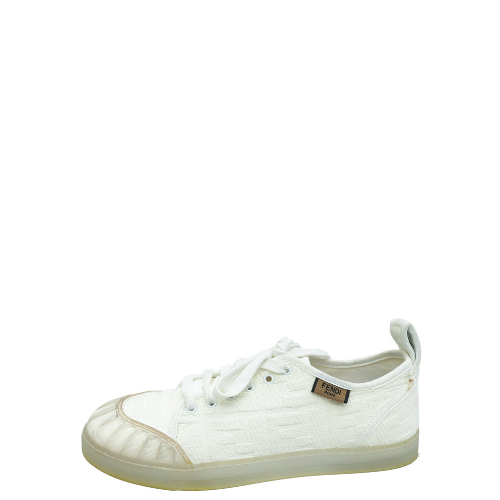 Fendi White Corda FF Promenade Low Top Sneakers 37