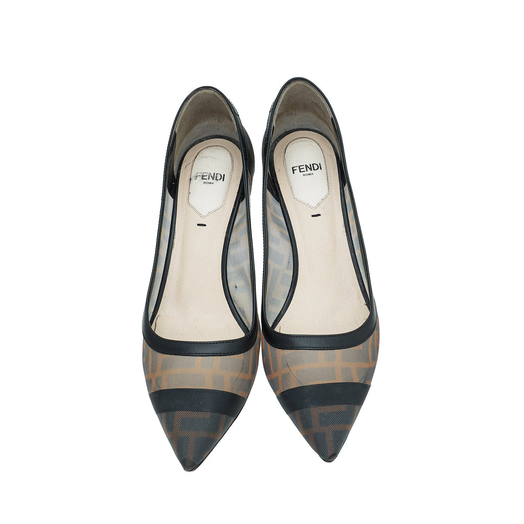 Fendi Bicolor Mesh Colibri Pumps 37