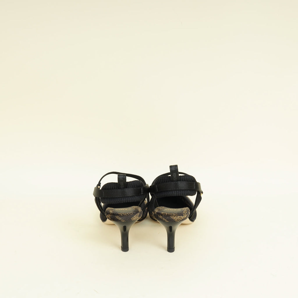 Fendi Bicolor Colibrì Lite Medium-Heeled Slingback Pump 37