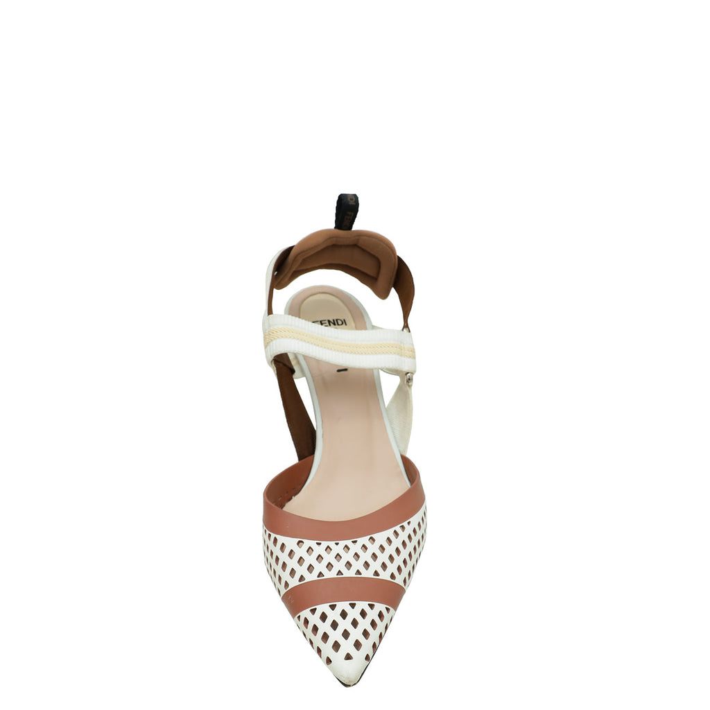 Fendi Bicolor Colibri Perforated Slingback 38.5