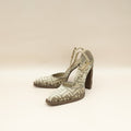 Fendi Tortora Nuvola FF Chenille Velvet FF Cut Baguette Ankle Strap 105mm Pumps 38.5