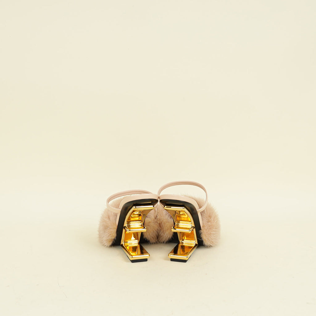 Fendi Nude First Mink Fur Sandal 38