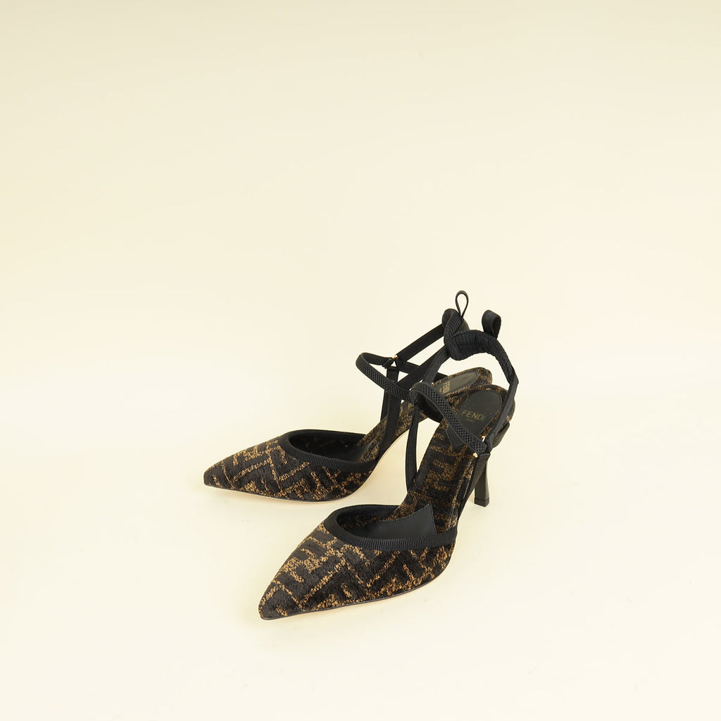 Fendi Bicolor Colibrì Lite High-Heeled Slingback Pump 38