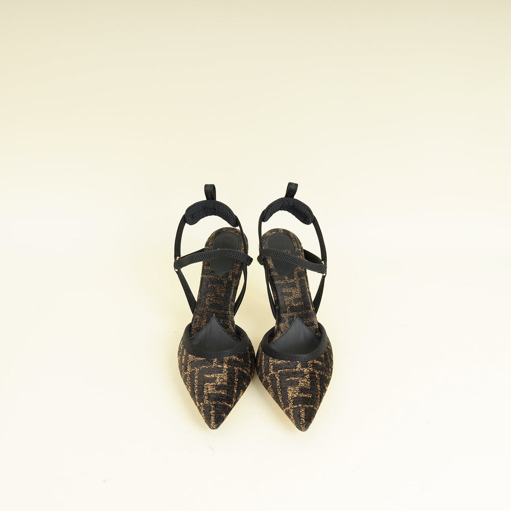 Fendi Bicolor Colibrì Lite High-Heeled Slingback Pump 38