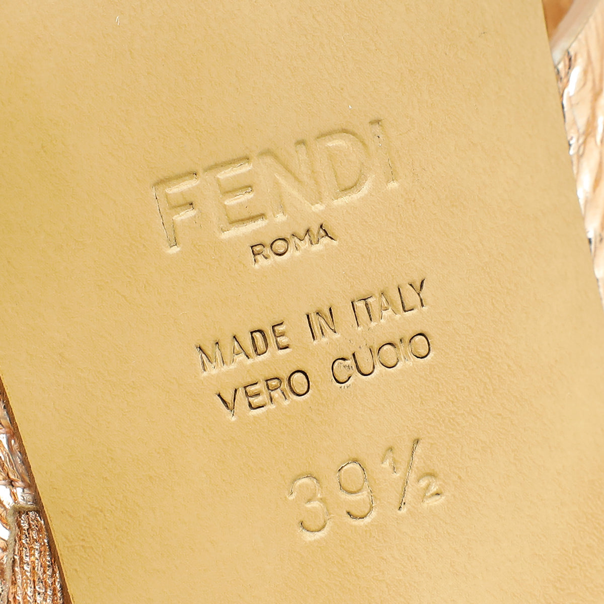 Fendi Bronze FF Logo Cutout Mules 39.5