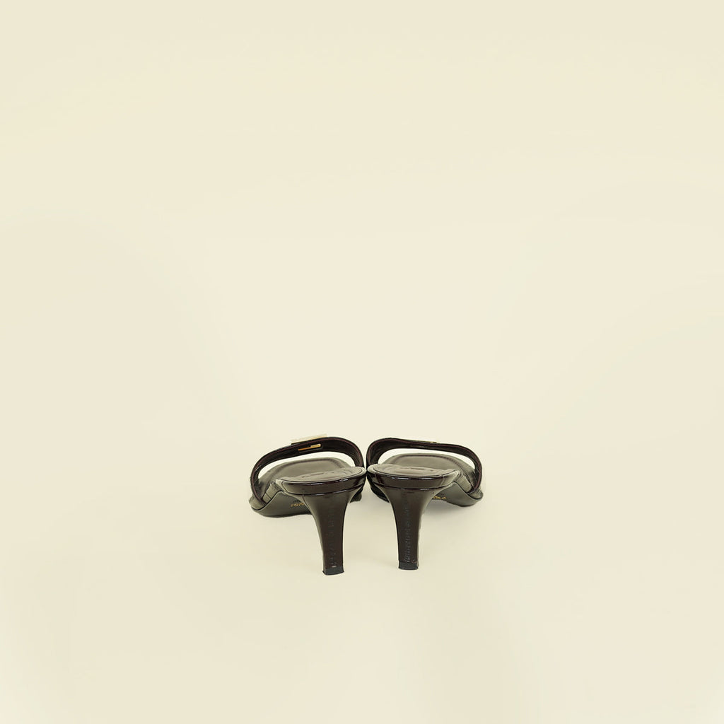 Fendi Black F Fold Mules 39