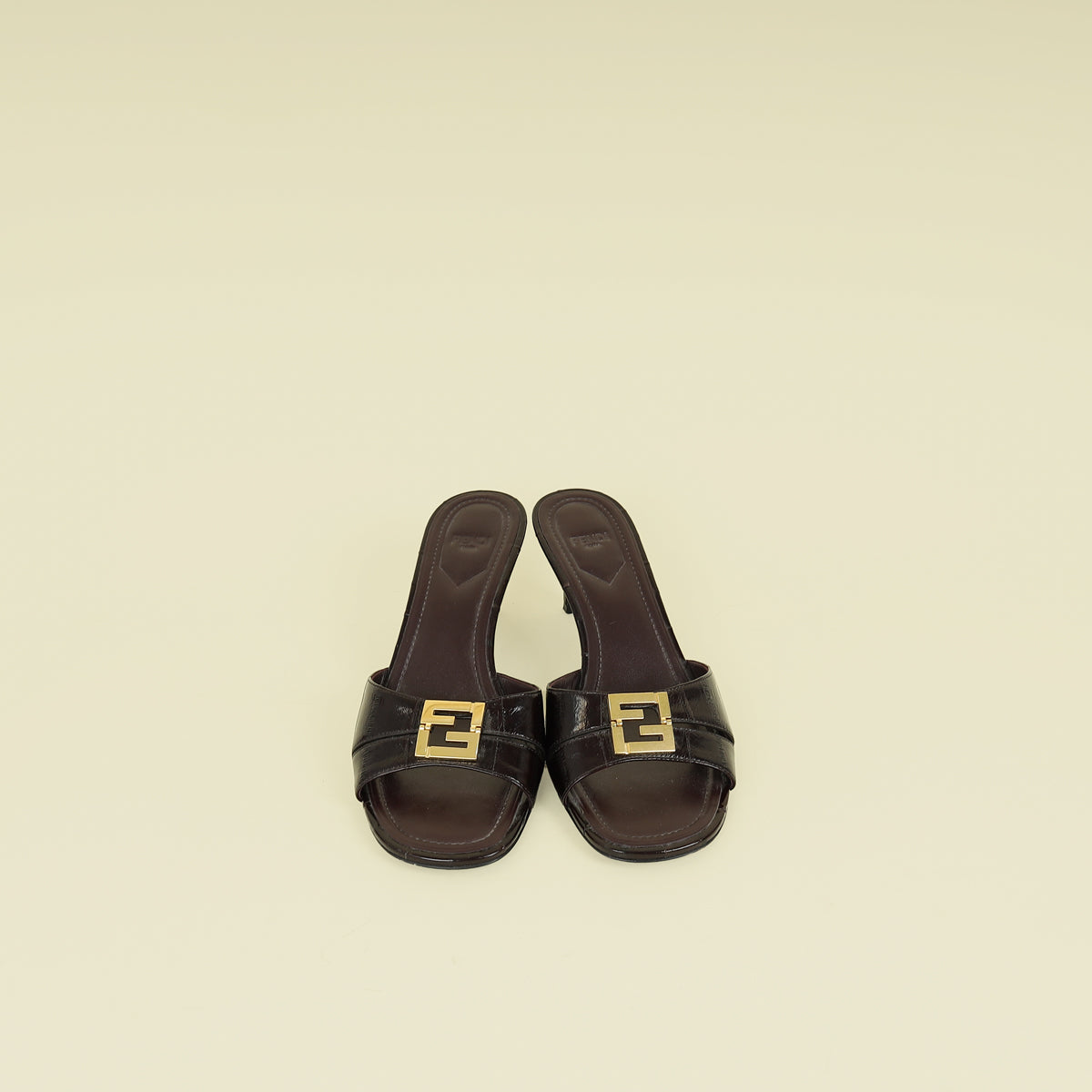 Fendi Black F Fold Mules 39