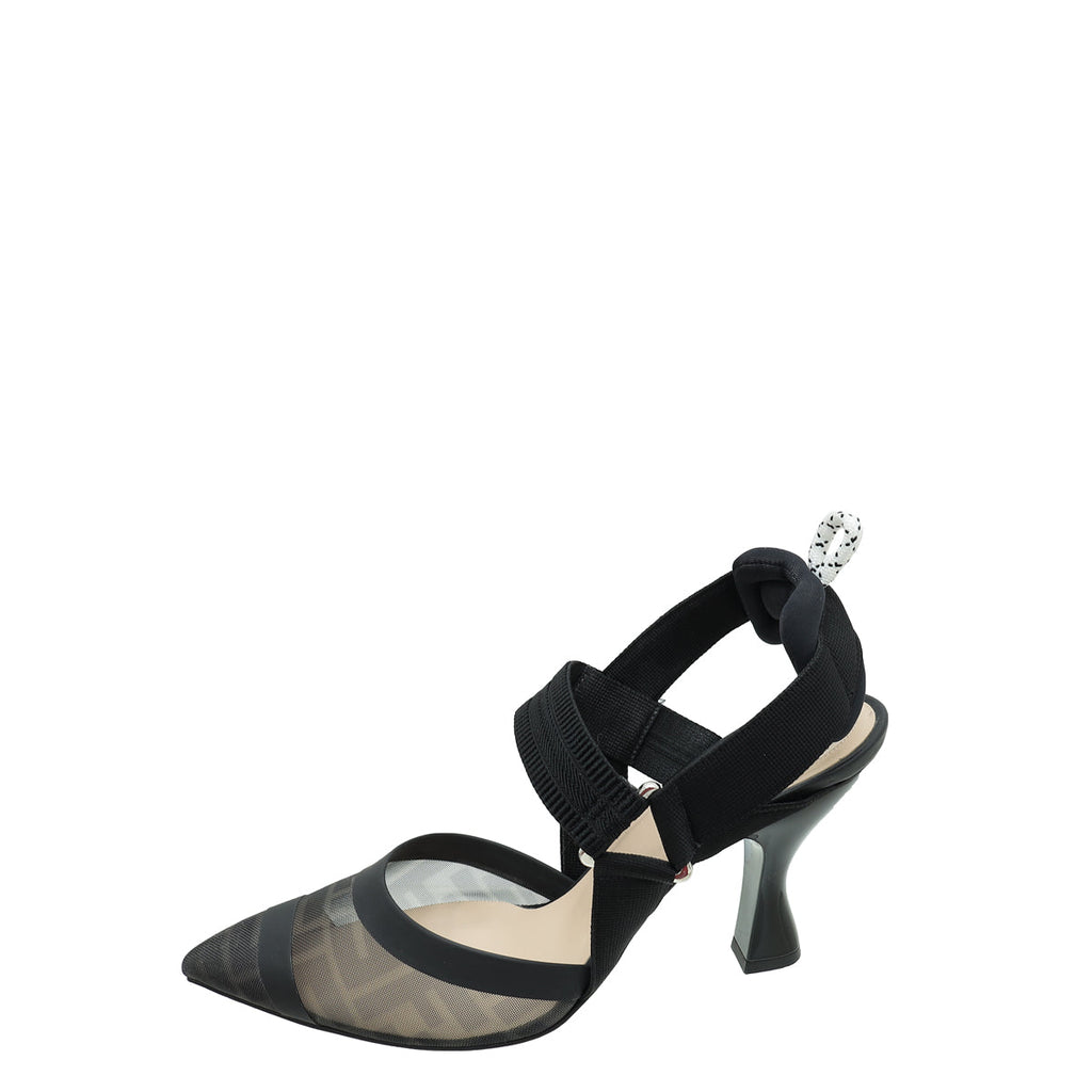 Fendi Black Colibri Mesh Slingback Pump 39
